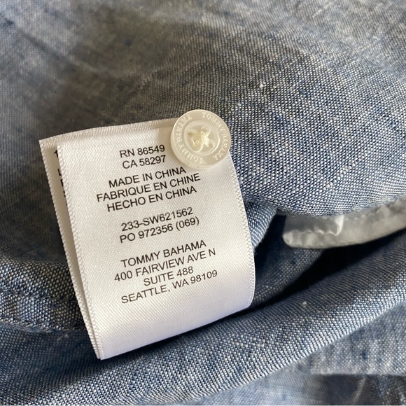 Tommy Bahama Two Palms Blue Chambray Linen Sleeveless Dress | M - Picture 7 of 10